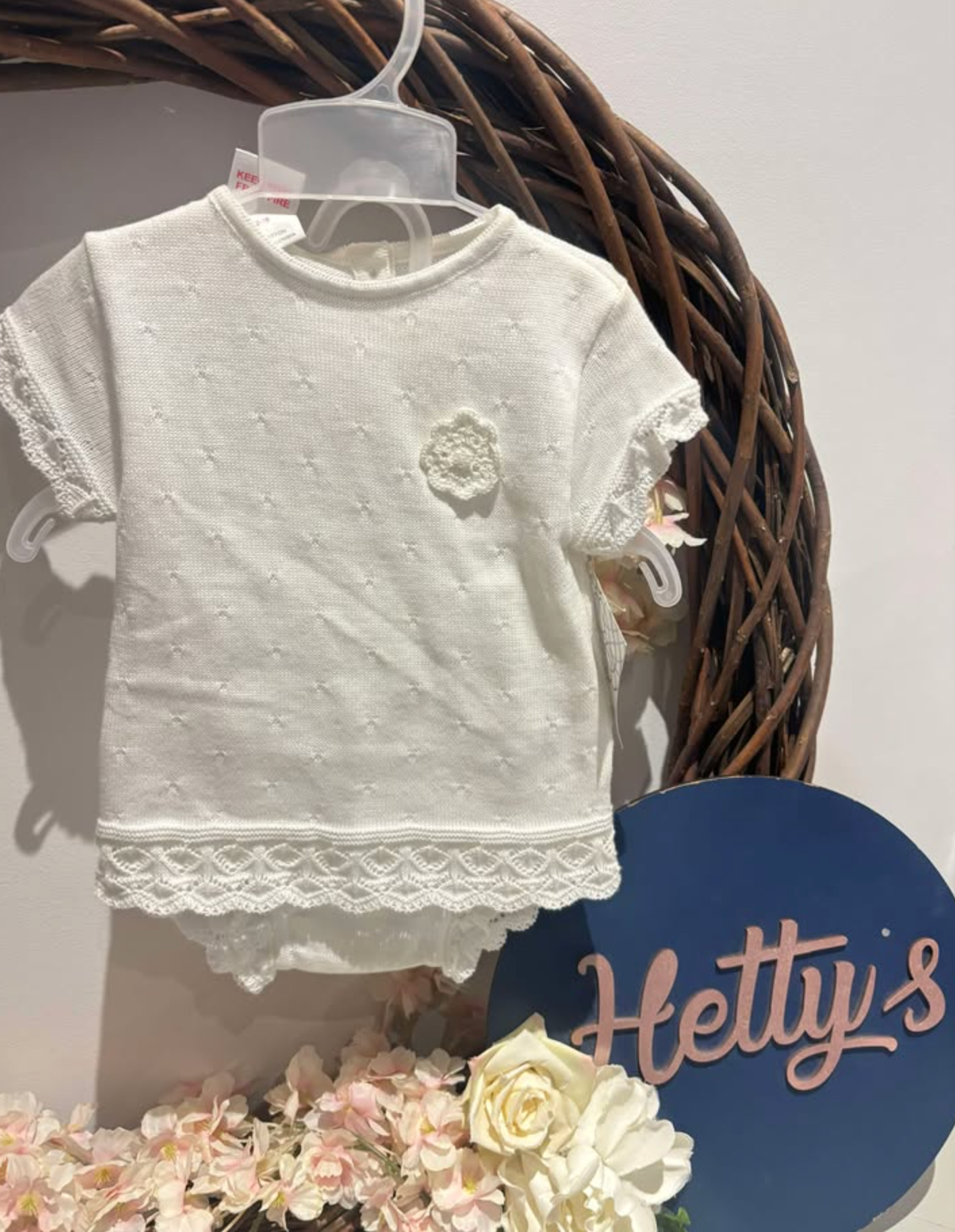 PEX Ivory Lace Jam Pants with Flower