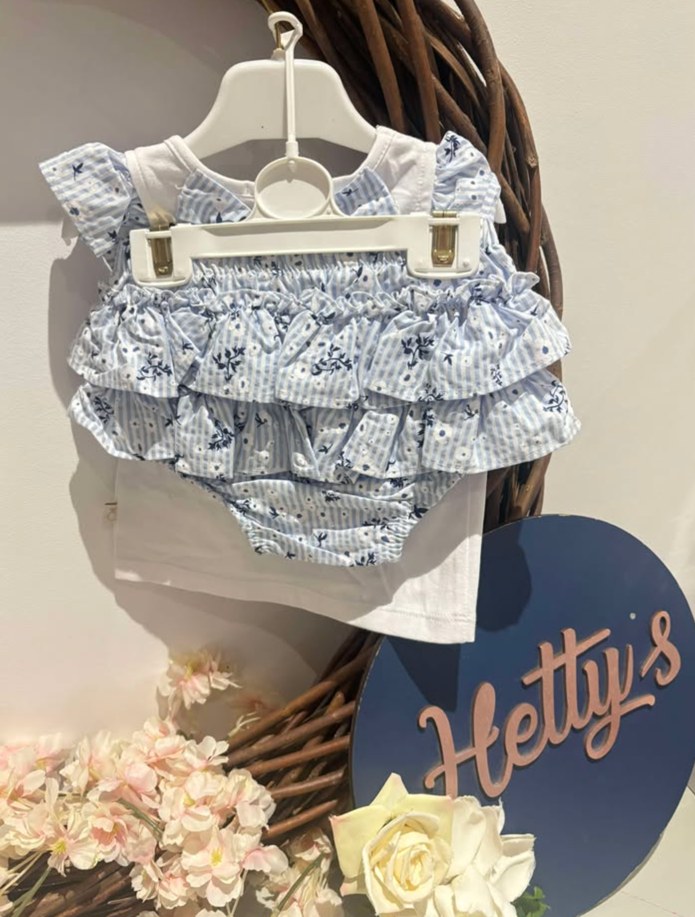 Caramelo Blue Floral Jam Pant and Blouse Set