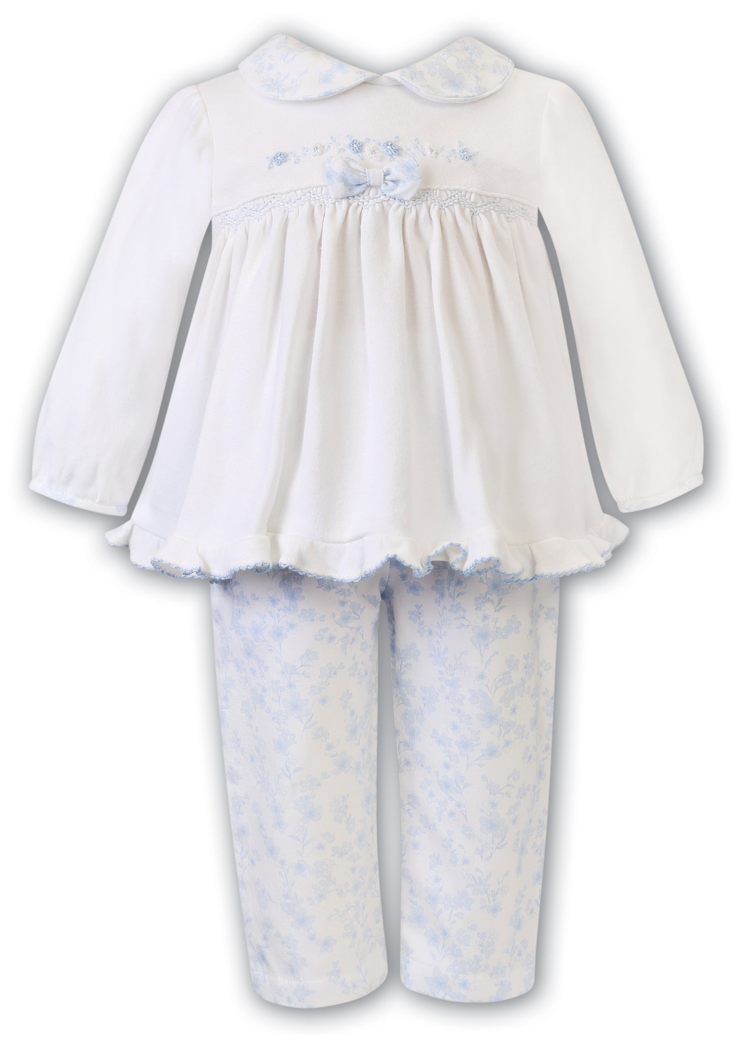 Sarah Louise Ivory & Blue FloralTwo Piece Set