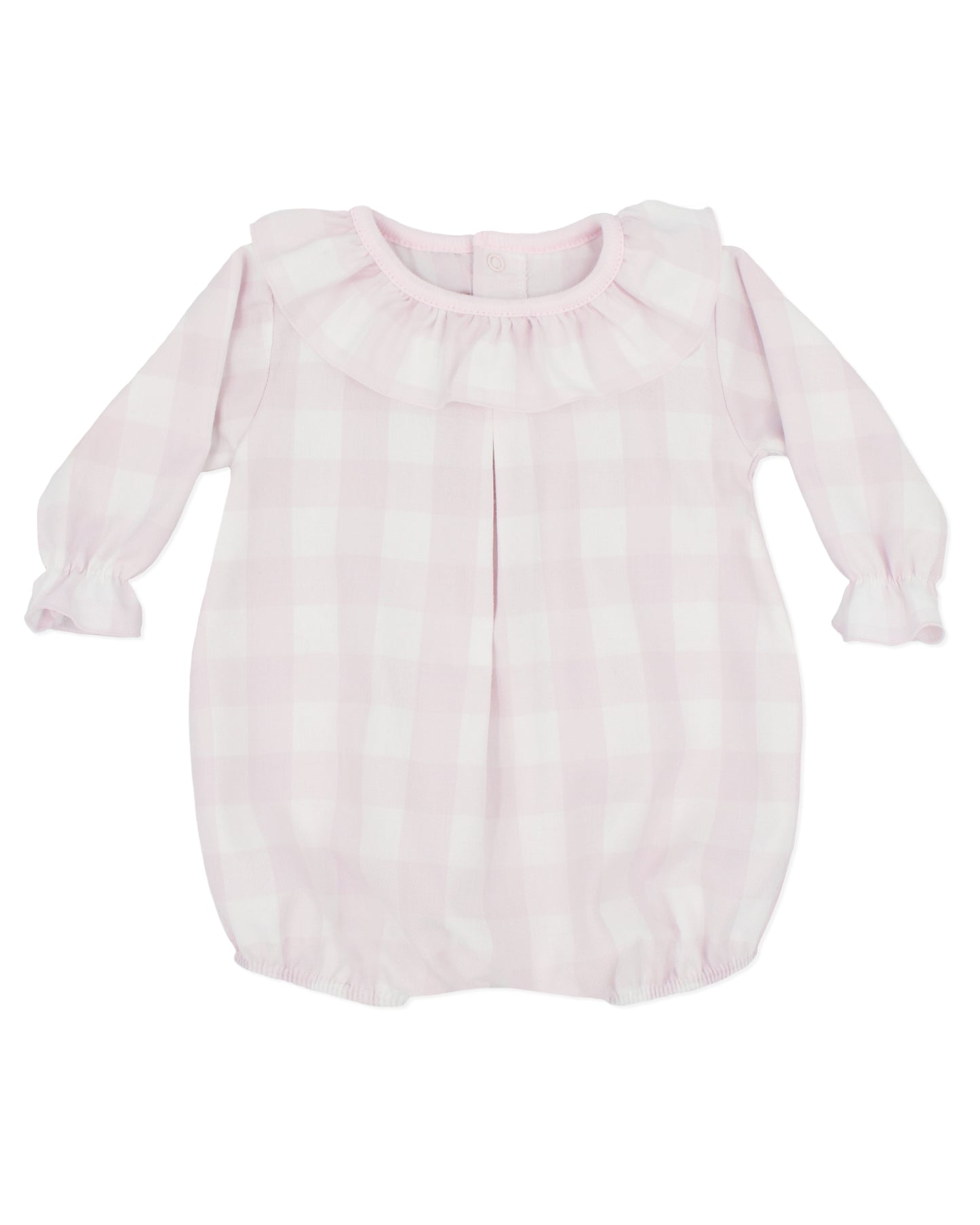 Rapife Baby Pink Check Ruffle Collar Romper