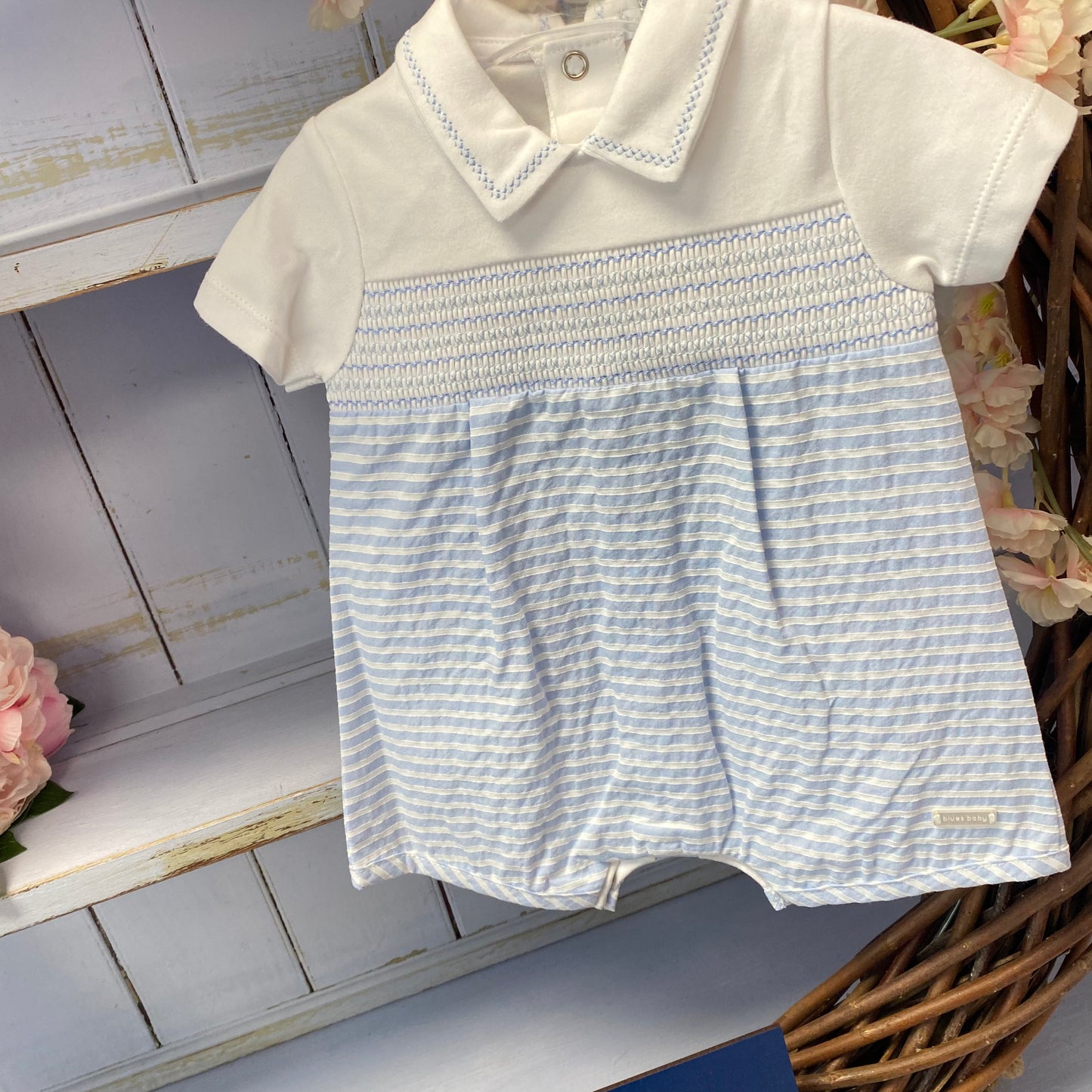 Blues Baby Seersucker Stripe Romper