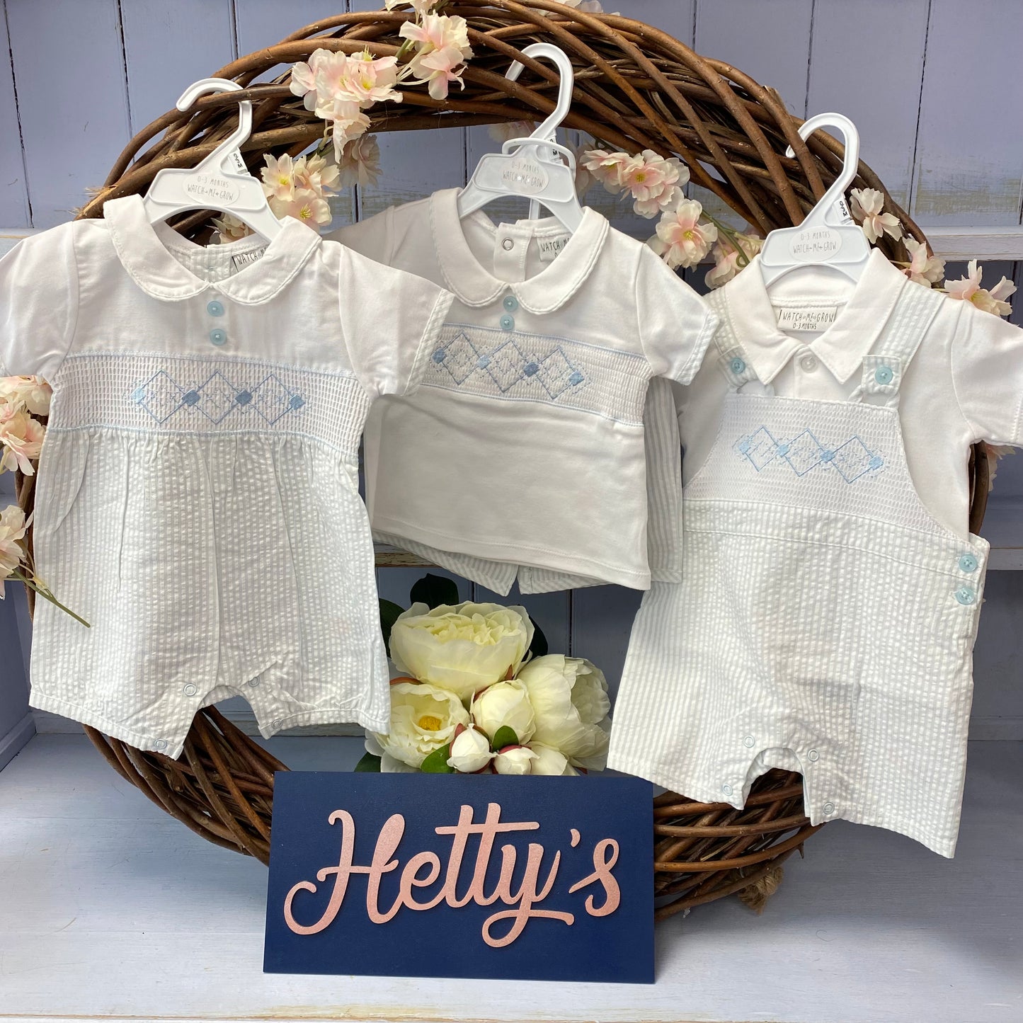 Argyle Smocked Dungaree Set