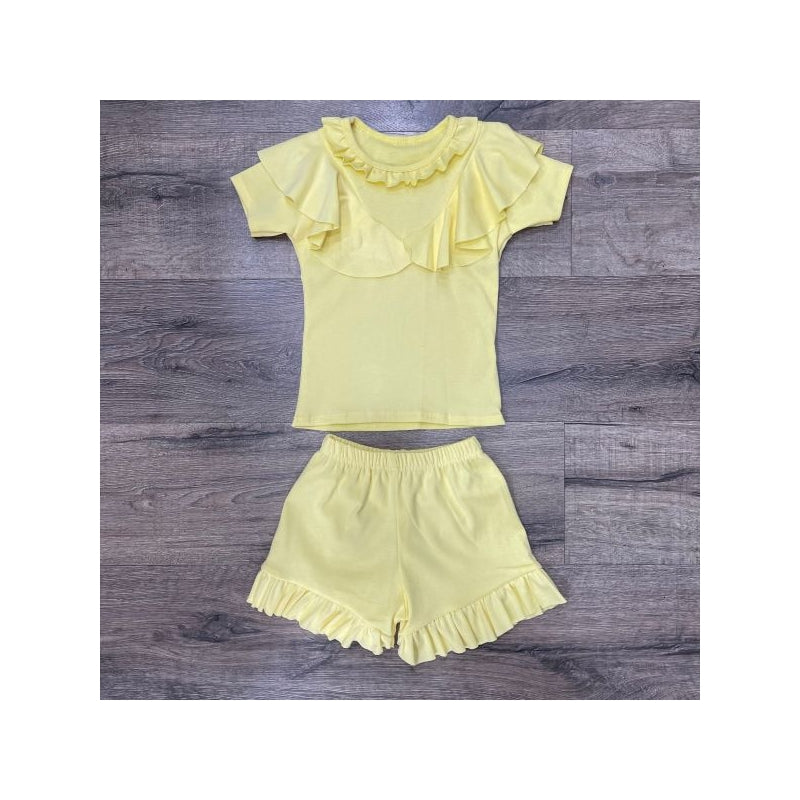Ruffle girls two piece short set