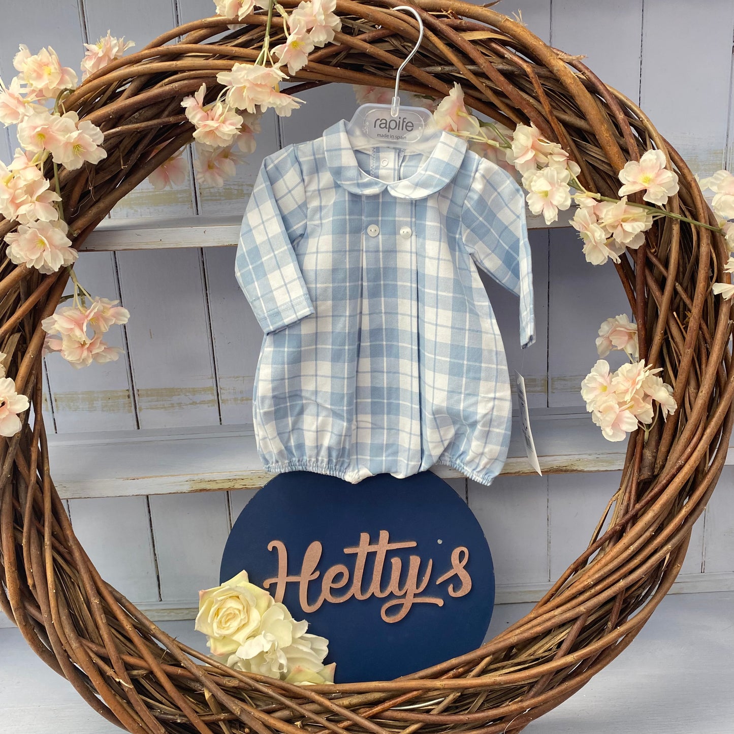 Rapife Dusky Blue Check Romper