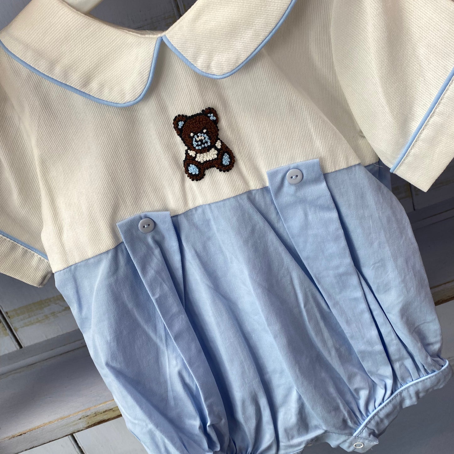 Beau Kid Teddy Bear Blue Romper