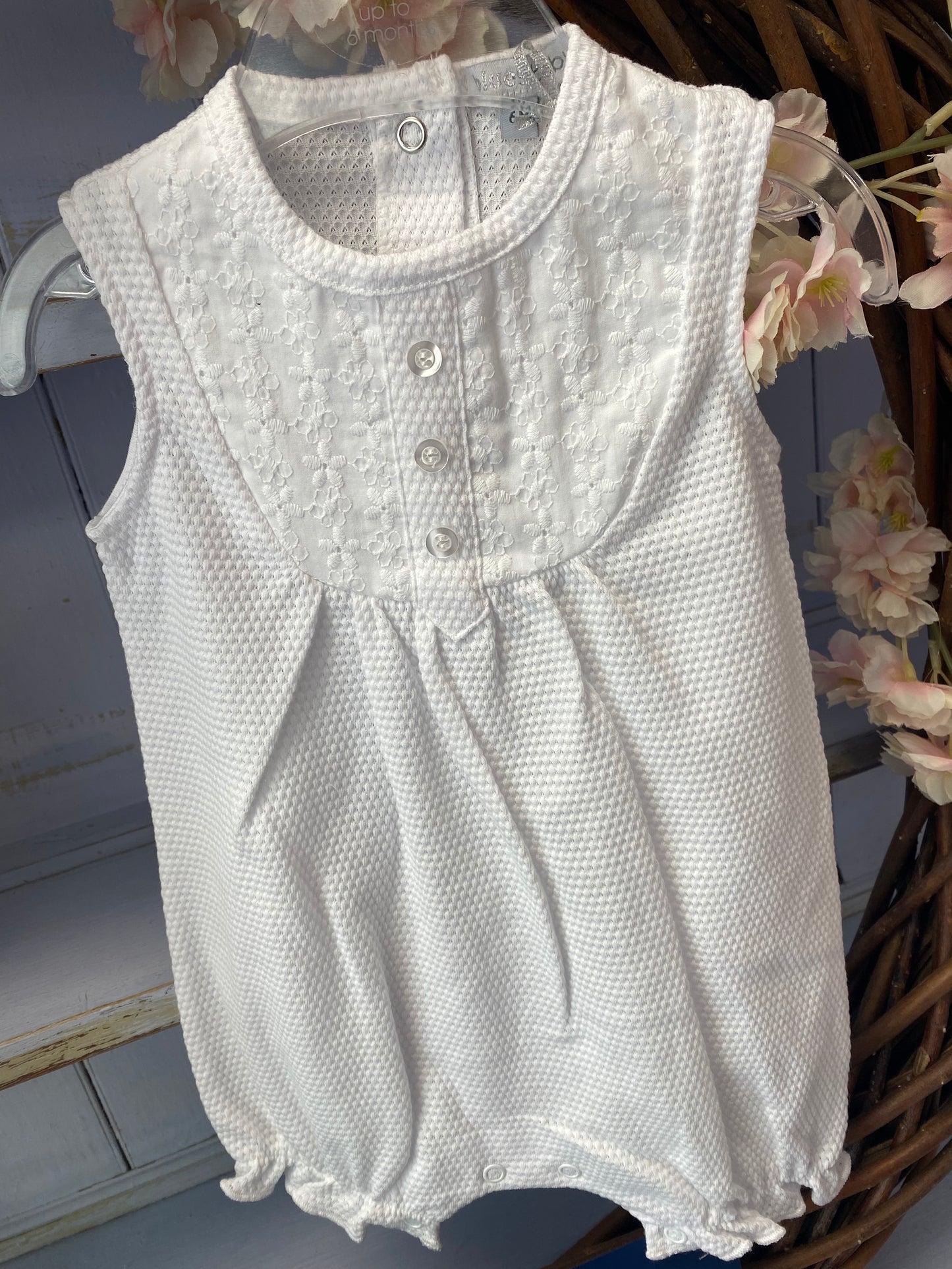 Blues Baby White Flower Romper