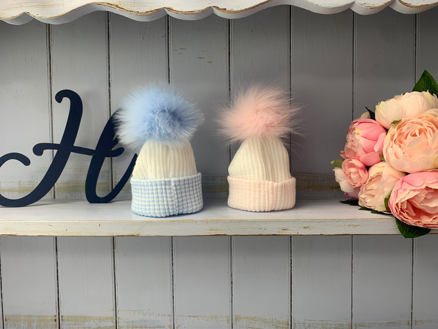 Ralphy Single Pom Ribbed Two Tone Pom Hat