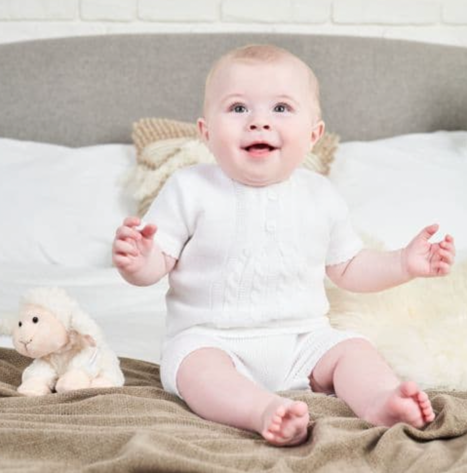 Dandelion “Carlton” Baby White Knitted Short Set