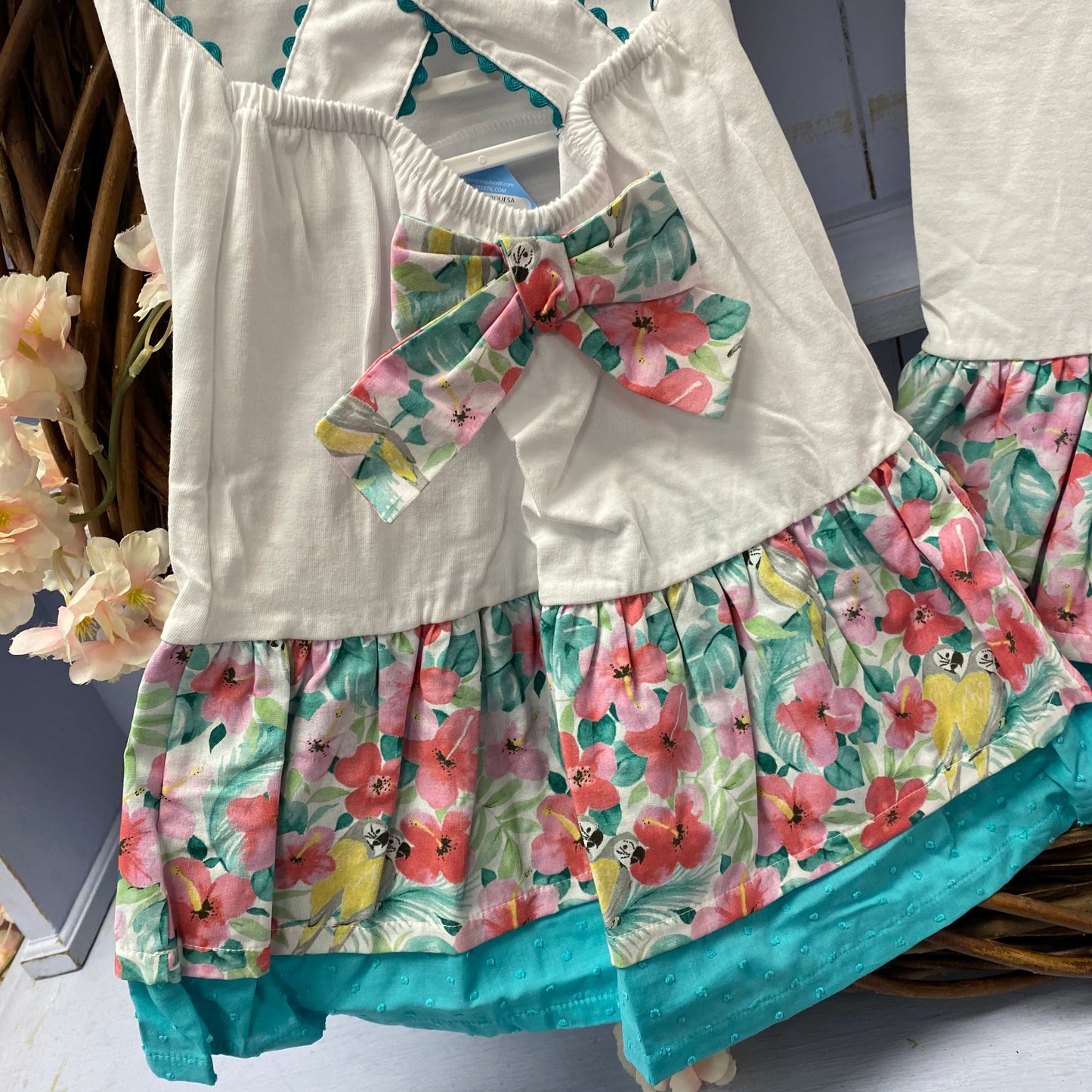 Sardon"Marie" Teal Floral Dress