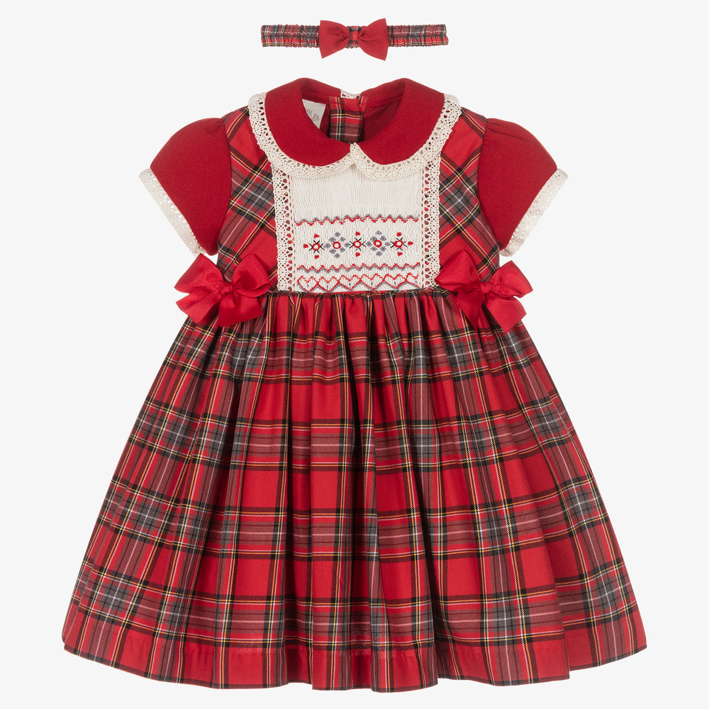 Pretty Originals Red Tartan Smock Dress