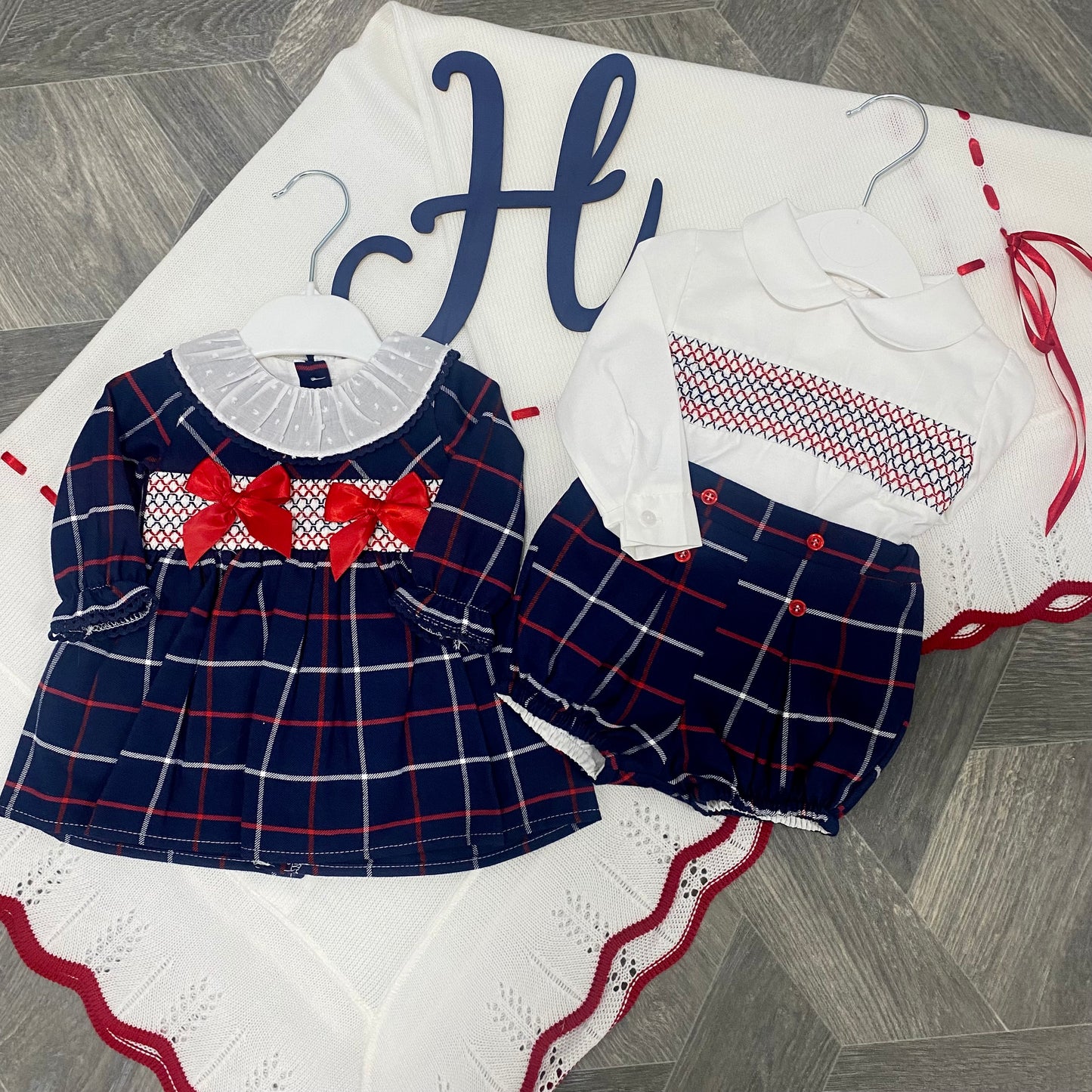 Navy Check Shorts & Smock Shirt