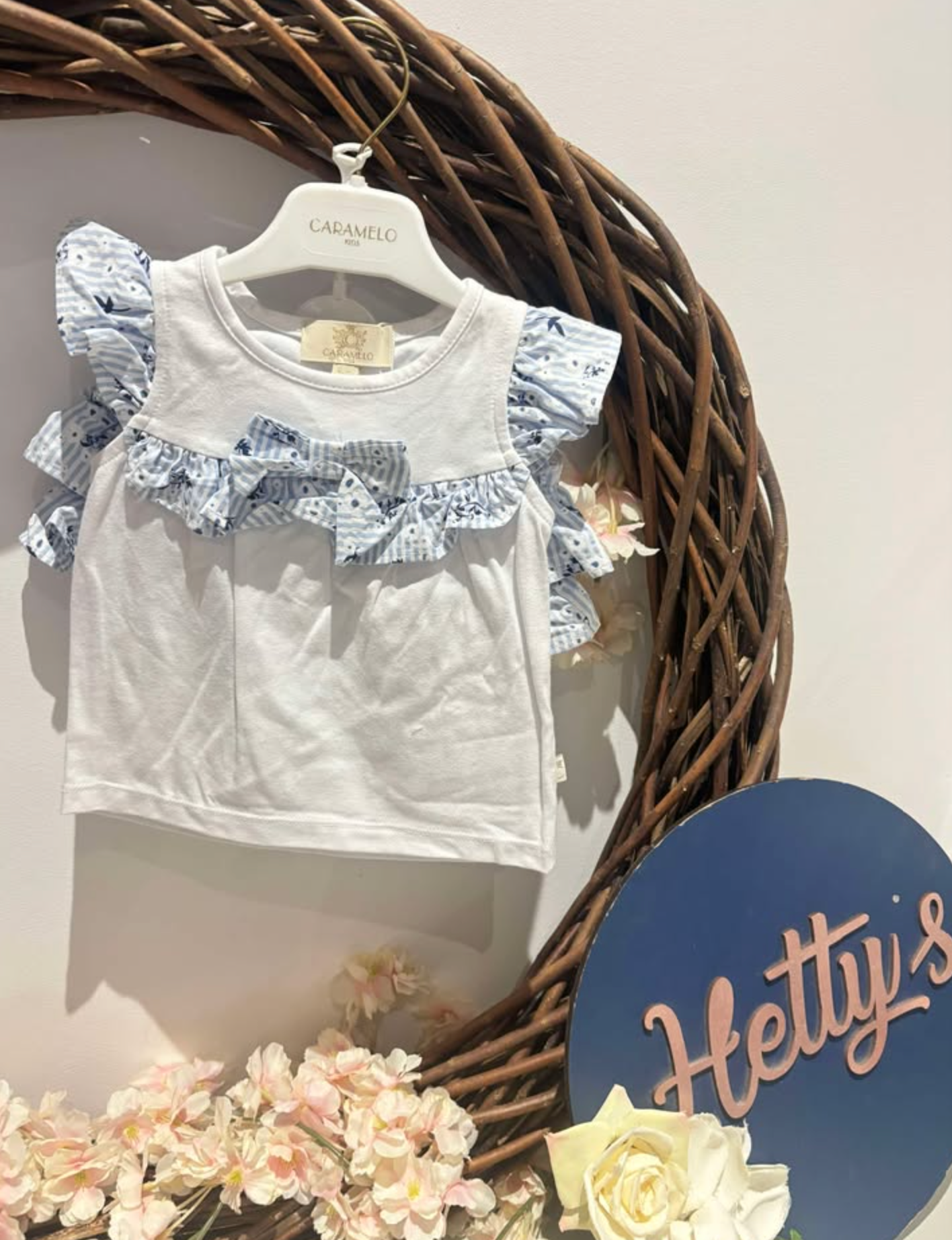 Caramelo Blue Floral Jam Pant and Blouse Set