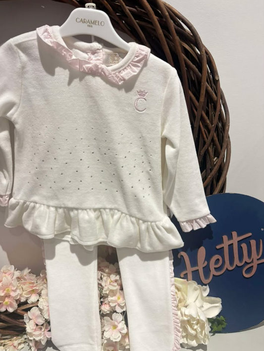 Caramelo Ivory Velour Tracksuit