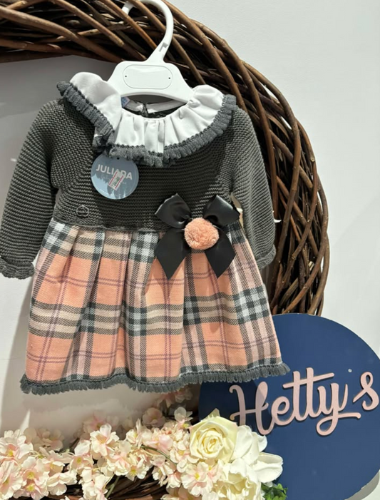 Juliana Pink & Grey Check Dress