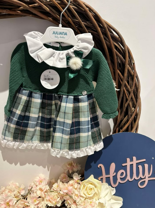 Juliana Bottle Green Tartan Dress