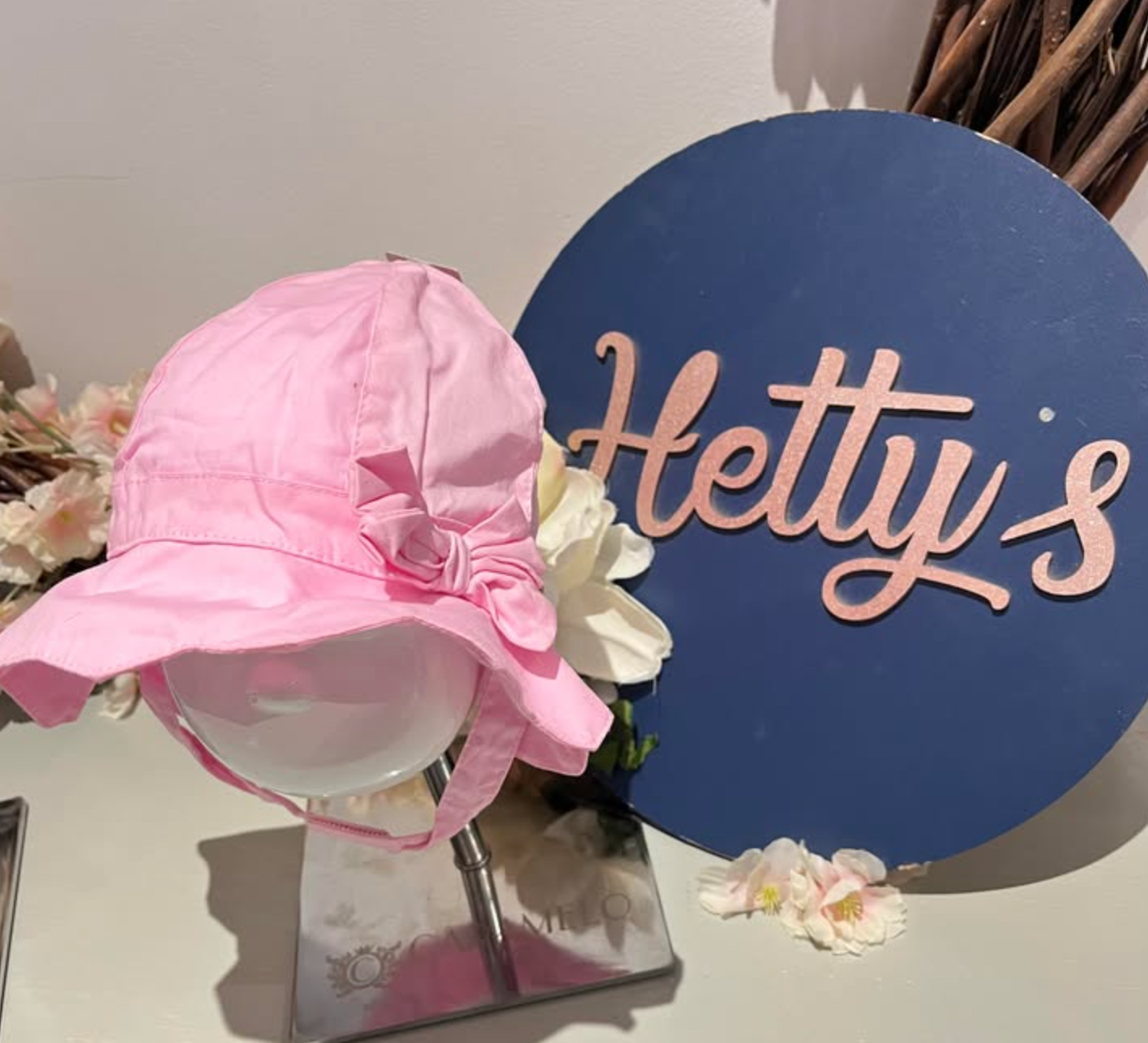 Pink Large Bow Summer Hat - 0/3