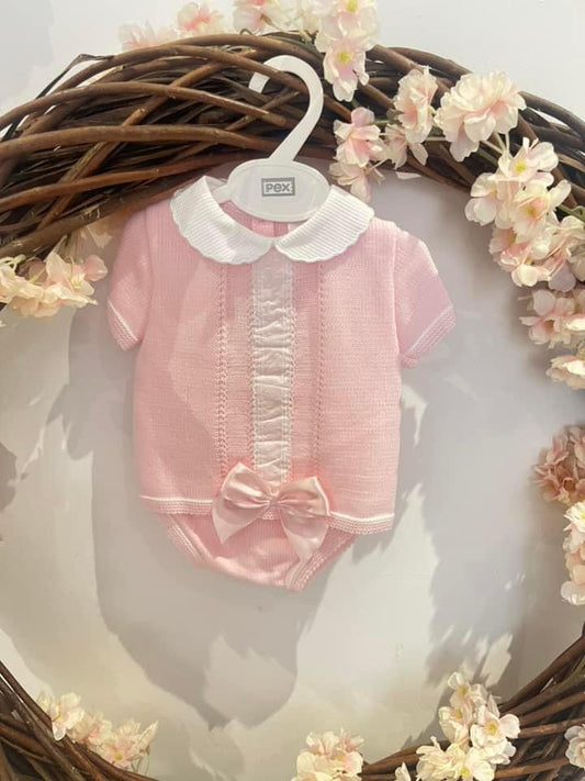 Pink single bow jam pants