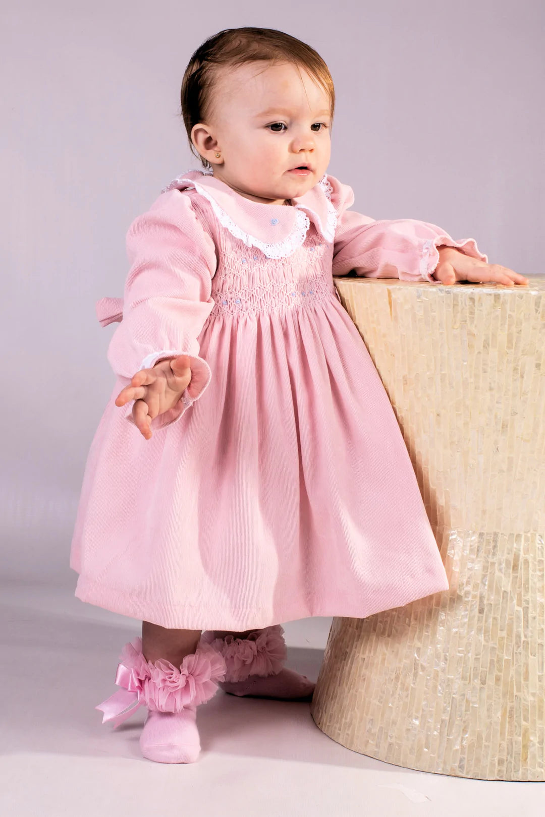 Beau Kid Corduroy Pink Smock Dress