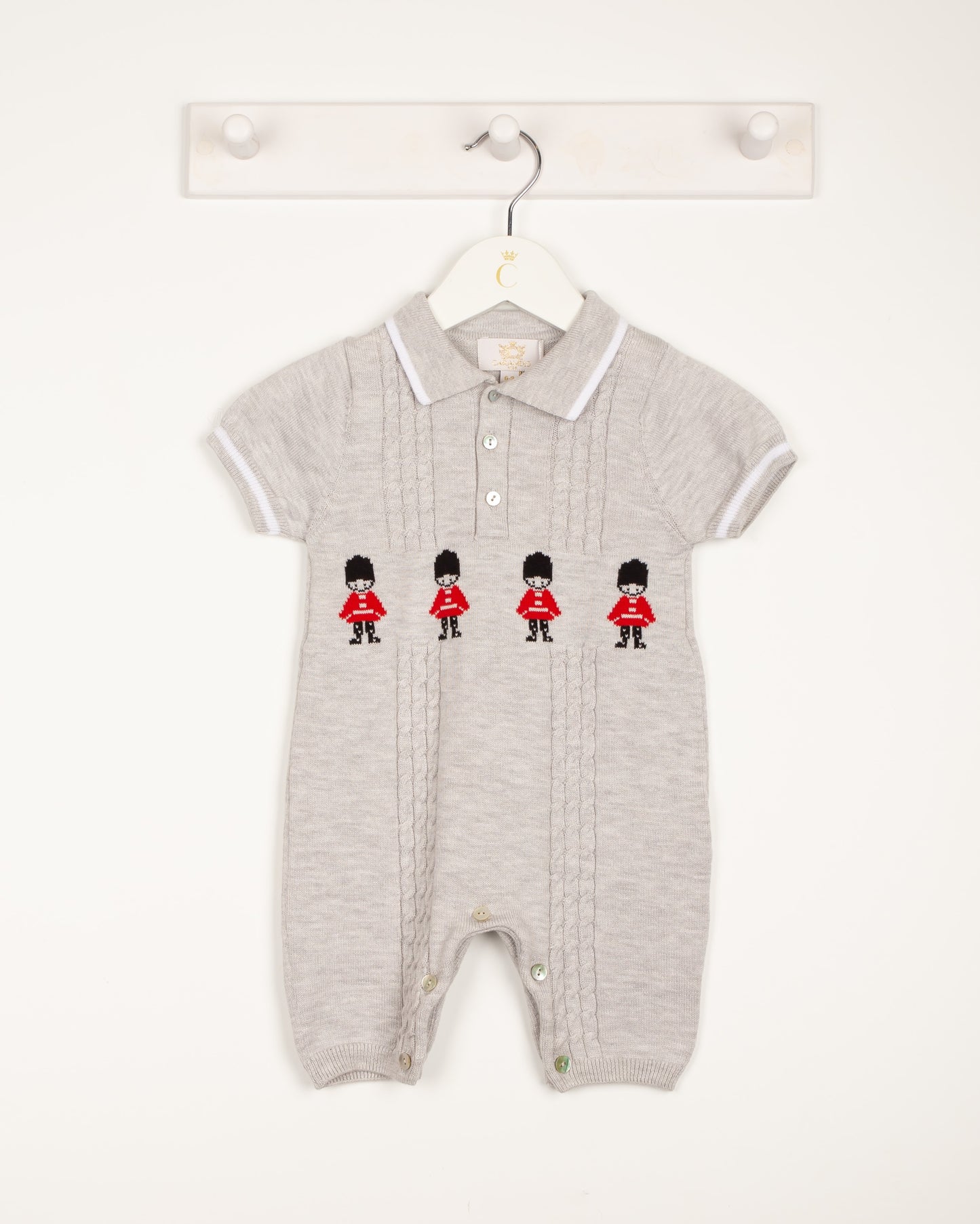 Caramelo Grey Knitted Soldier Romper