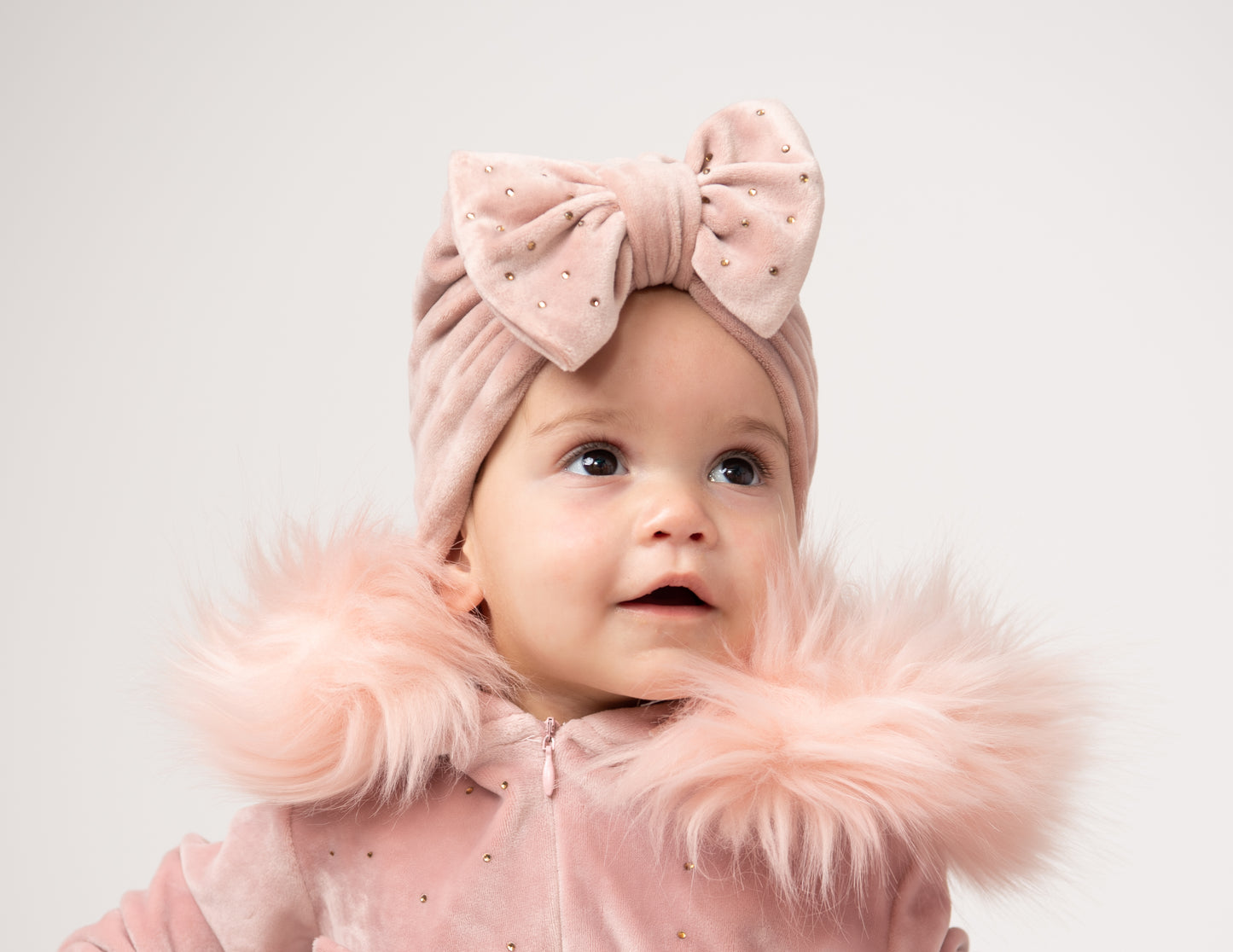 Caramelo Velour Vintage Pink Diamante Turban