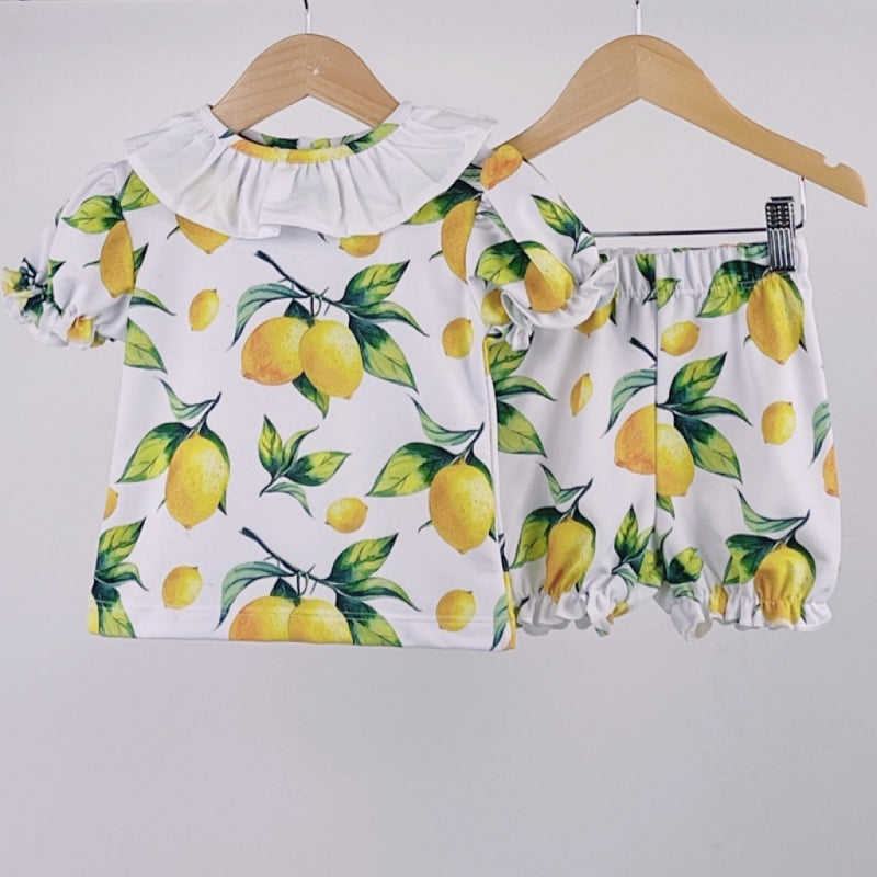 Lemon Frill Collar Blouse & Bloomer Set