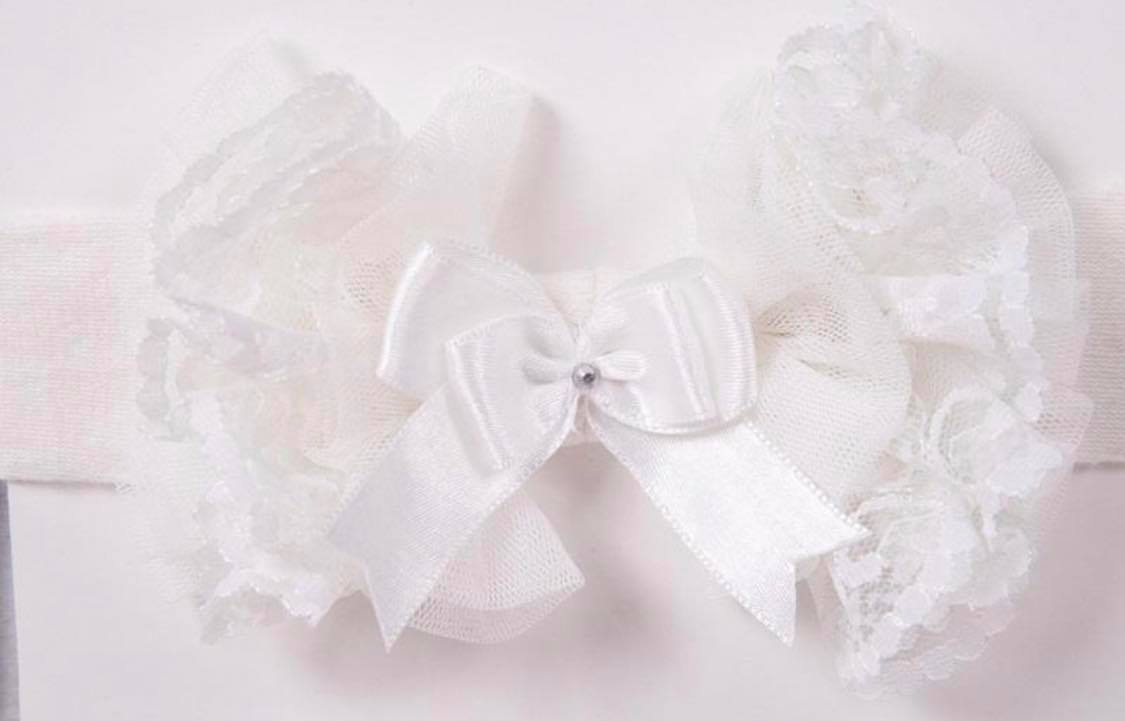 Luxury Tutu Lace & Bow Trim Headband - Various Colour - Hetty's Baby Boutique