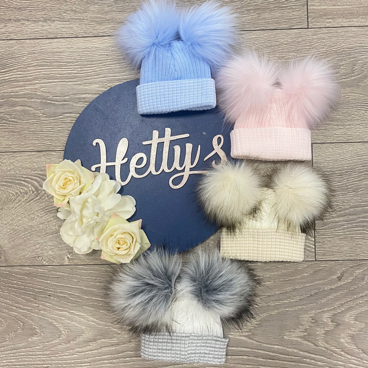 Ralphy Double Pom Ribbed Two Tone Hat