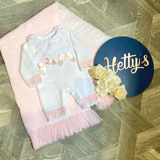 "ELSPETH" Pex Premium Knitted White Romper