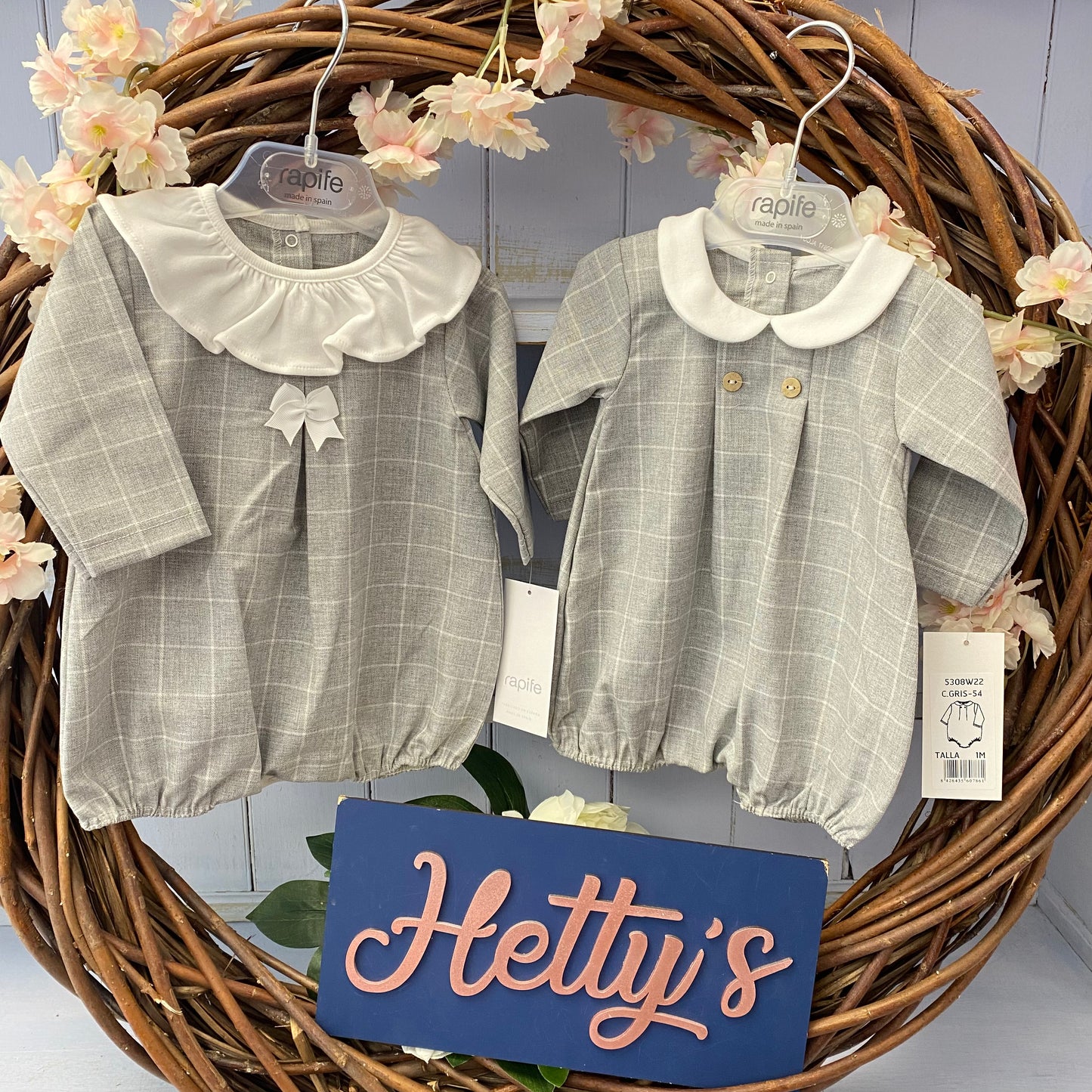 Rapife Grey Check Bow Romper