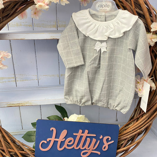 Rapife Grey Check Bow Romper