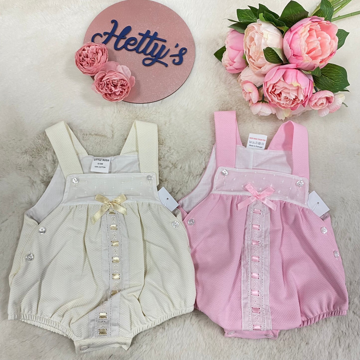 LN Ivory Pink A-Line Ribbon Romper
