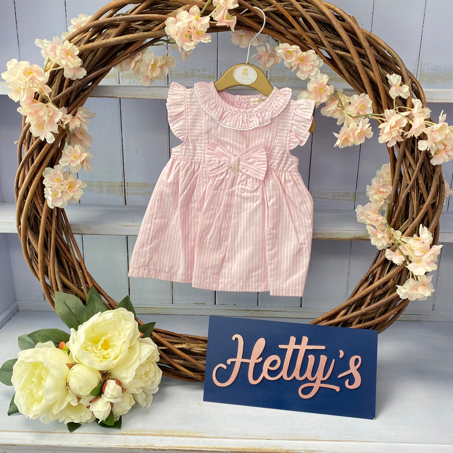 Mintini Pink Stripe Bow Dress