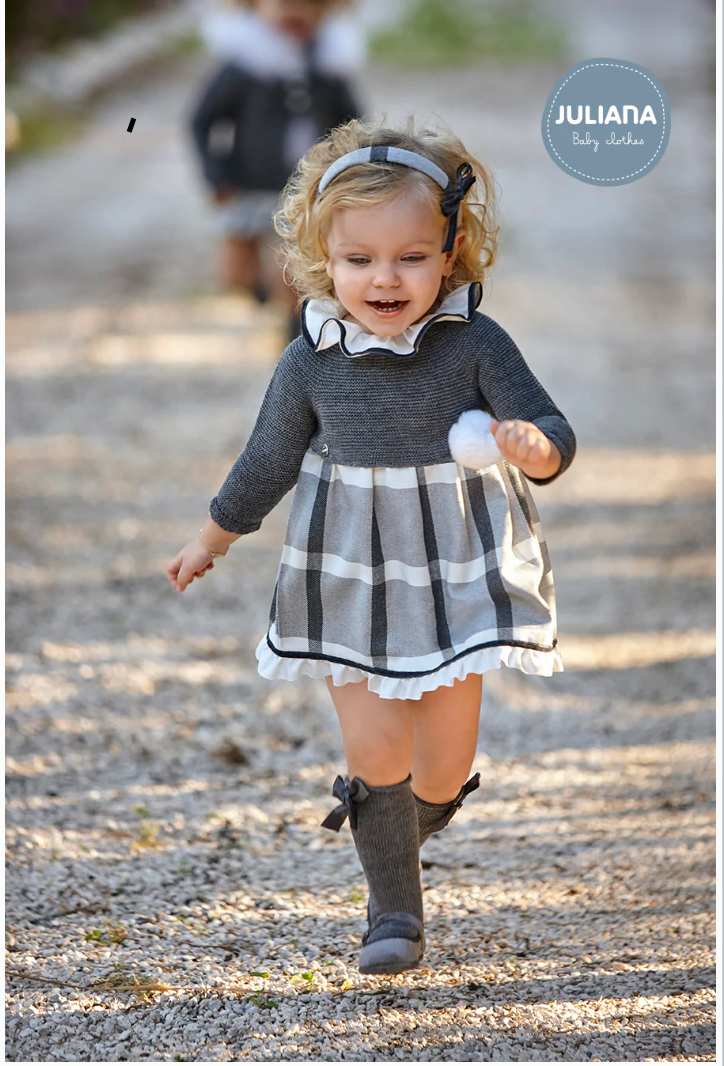 Juliana Charcoal Grey Knit Check Dress