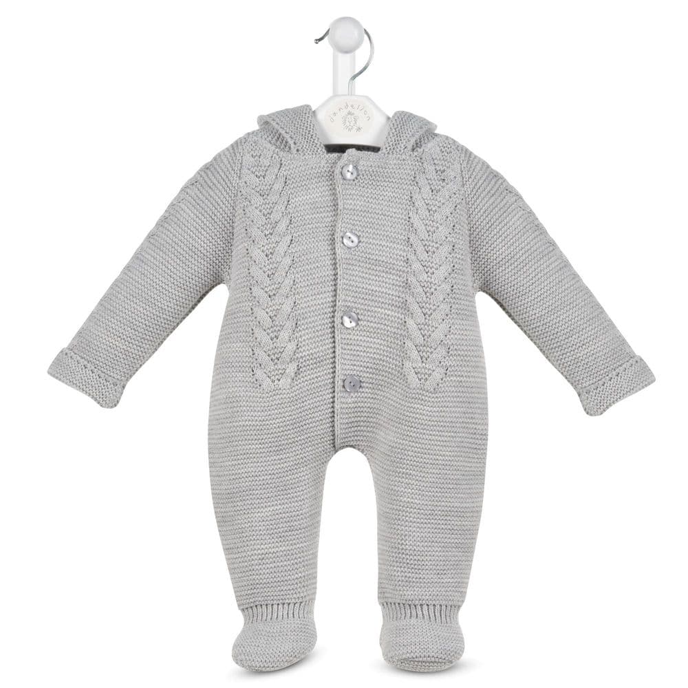 Dandelion "Aspen" Grey Knitted Pom Hood Pramsuit