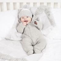 Dandelion "Aspen" Grey Knitted Pom Hood Pramsuit