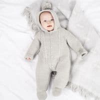 Dandelion "Aspen" Grey Knitted Pom Hood Pramsuit