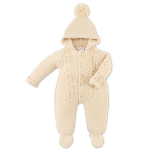 "Aspen" Beige Dandelion pram suit with pom hood