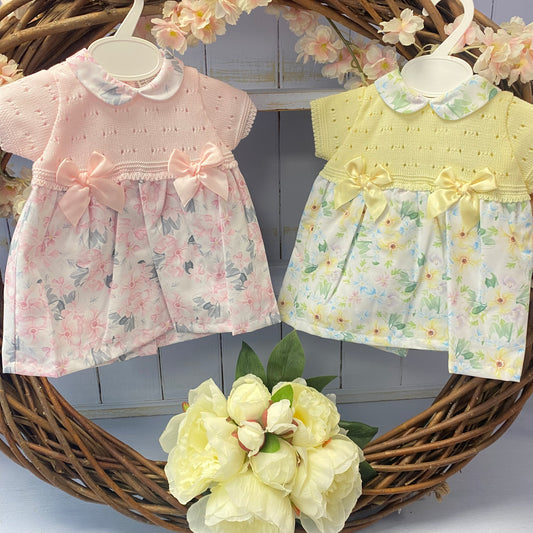 Lemon or Pink Floral Collared Dress