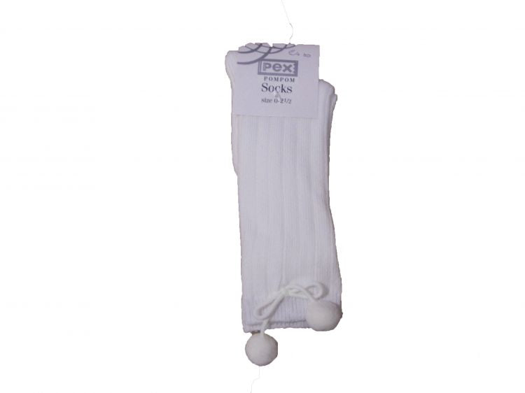Pex Knee High Pom Ribbed Socks