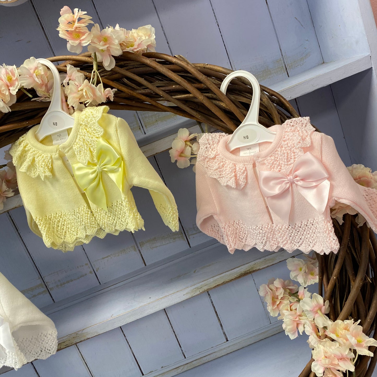 “Hannah” Spanish Boutique Luxury Bow Bolero With Frilly Knit Detailing