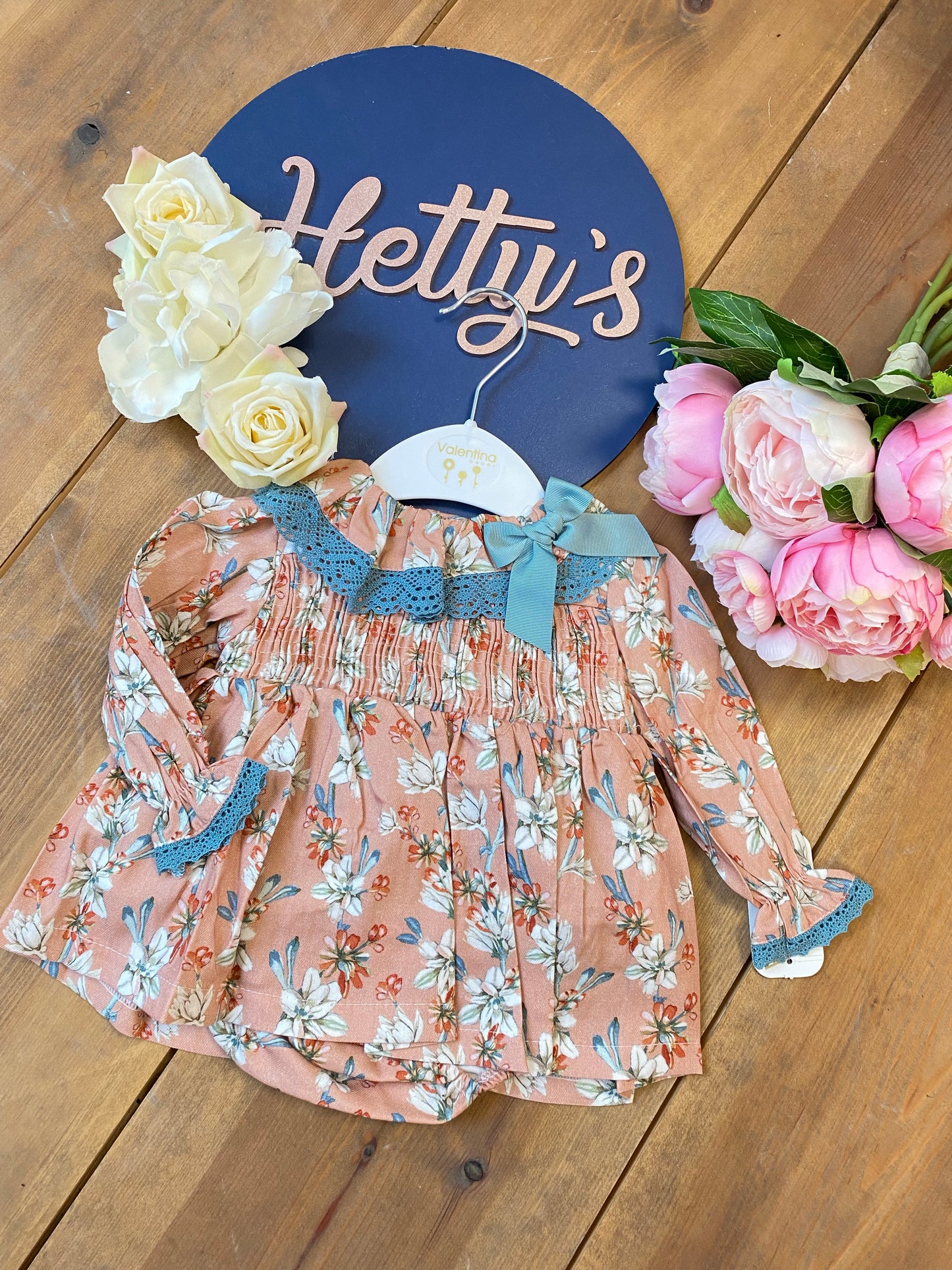 Valentina Teal Floral Dress & Pant Set