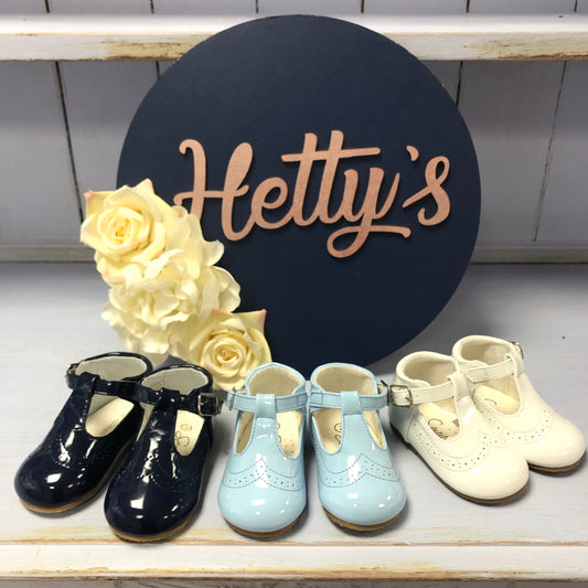 Billy White t-bar hard sole shoes - Hetty's Baby Boutique