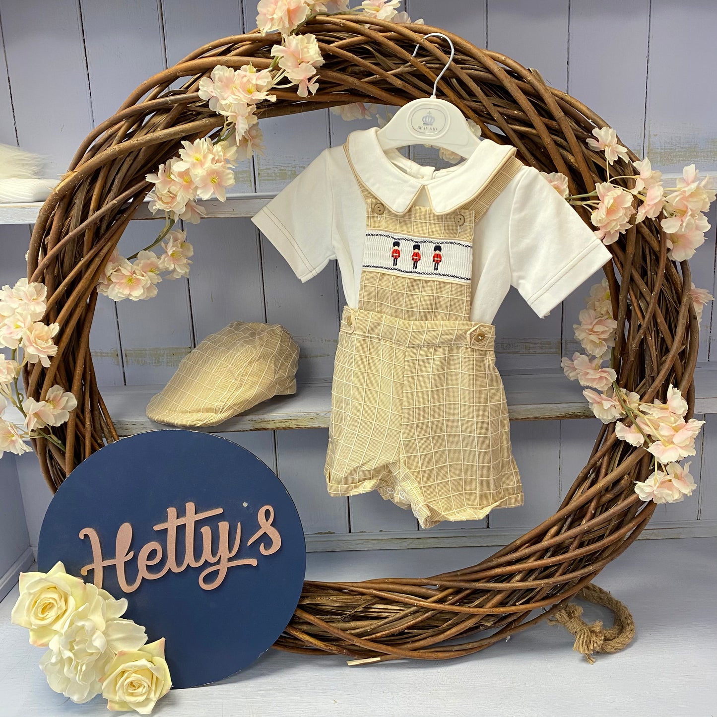 “Eddie” Beau Kids Beige Soldier Romper