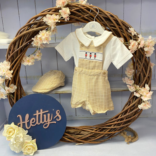 “Eddie” Beau Kids Beige Soldier Romper