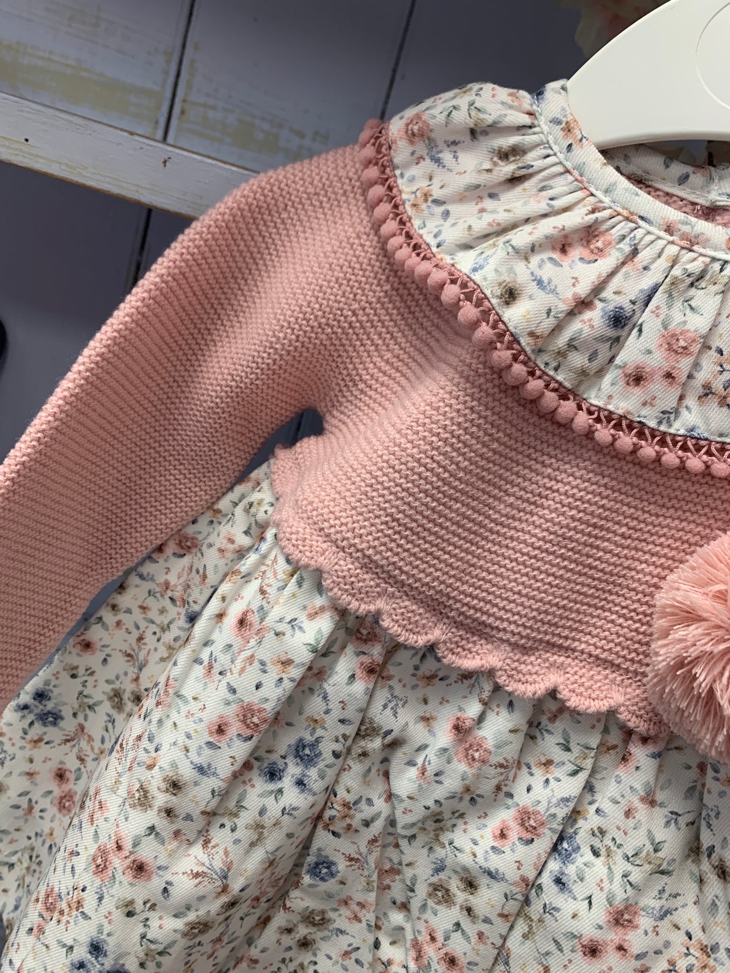 Valentina Spnaish Luxury Rose Pink Floral Pom Dress