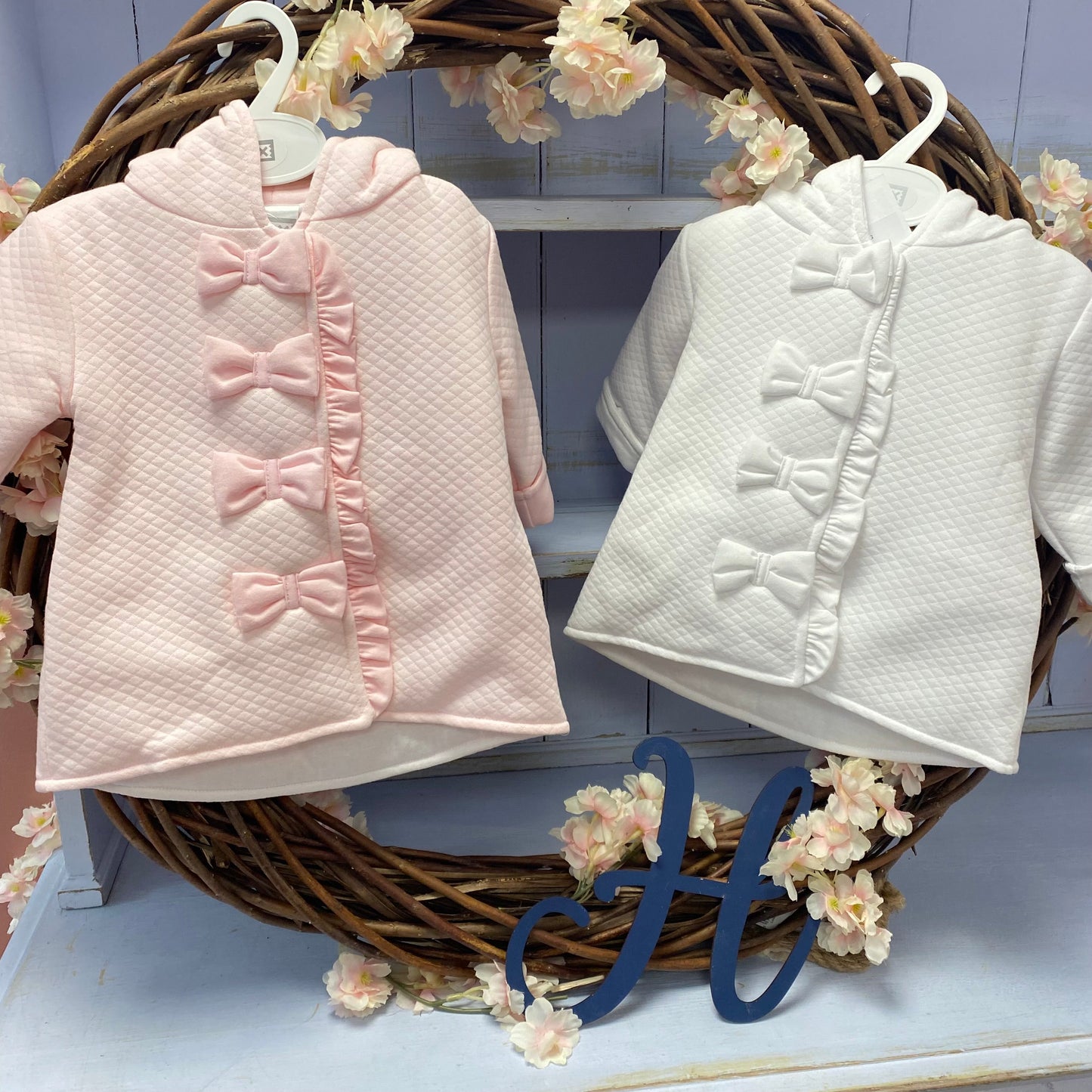 PEX Bow Quilted Coat - Pink or White