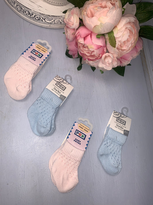 Pink & Blue Two Pack Crochet Socks - Hetty's Baby Boutique