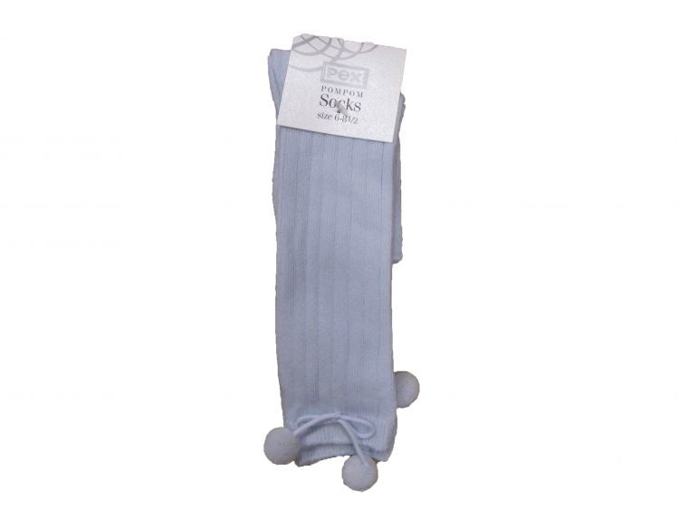 Pex Knee High Pom Ribbed Socks