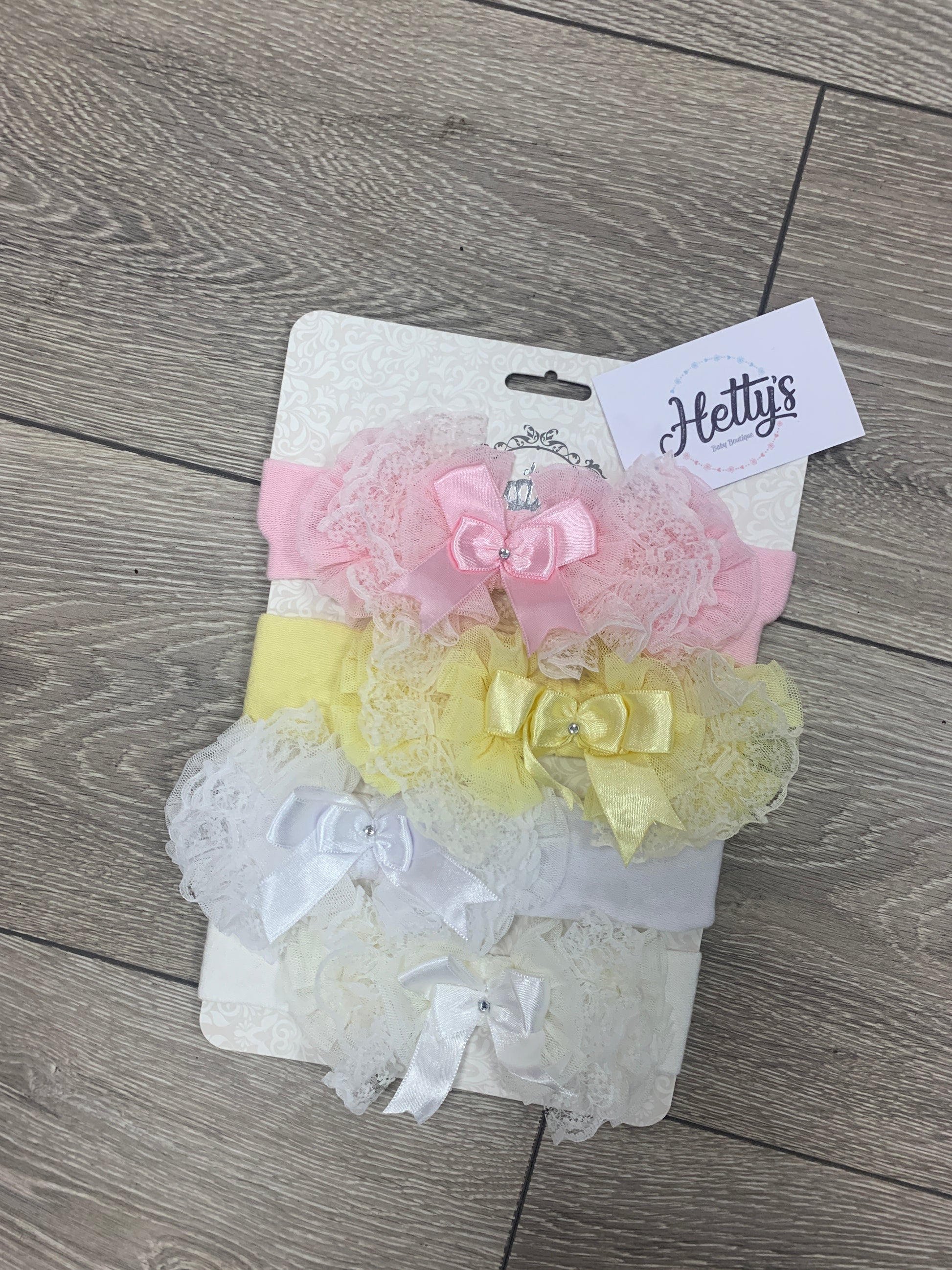 Luxury Tutu Lace & Bow Trim Headband - Various Colour - Hetty's Baby Boutique