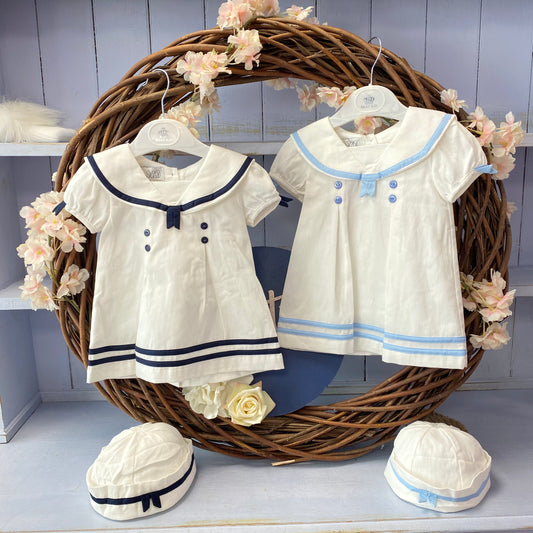 Beau Kid Sailor Style Dress blue & navy